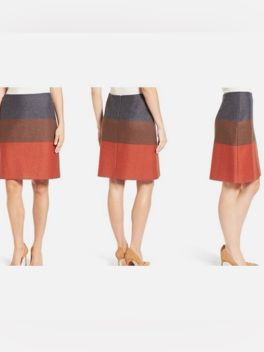 BOSS Hugo Boss | Malivi Color Block Wool/ Cashmere Blend A-Line Skirt